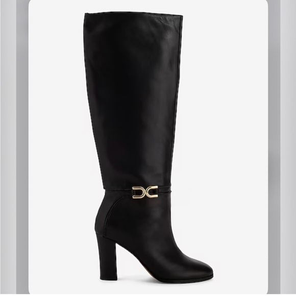Express leather buckle heeled tall boots size 9 - Picture 1 of 16